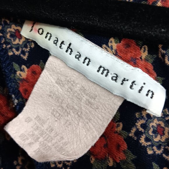 JONATHAN MARTIN Women's Navy Floral Button Front Cottagecore Midi Dress Size 12 - Picture 8 of 8